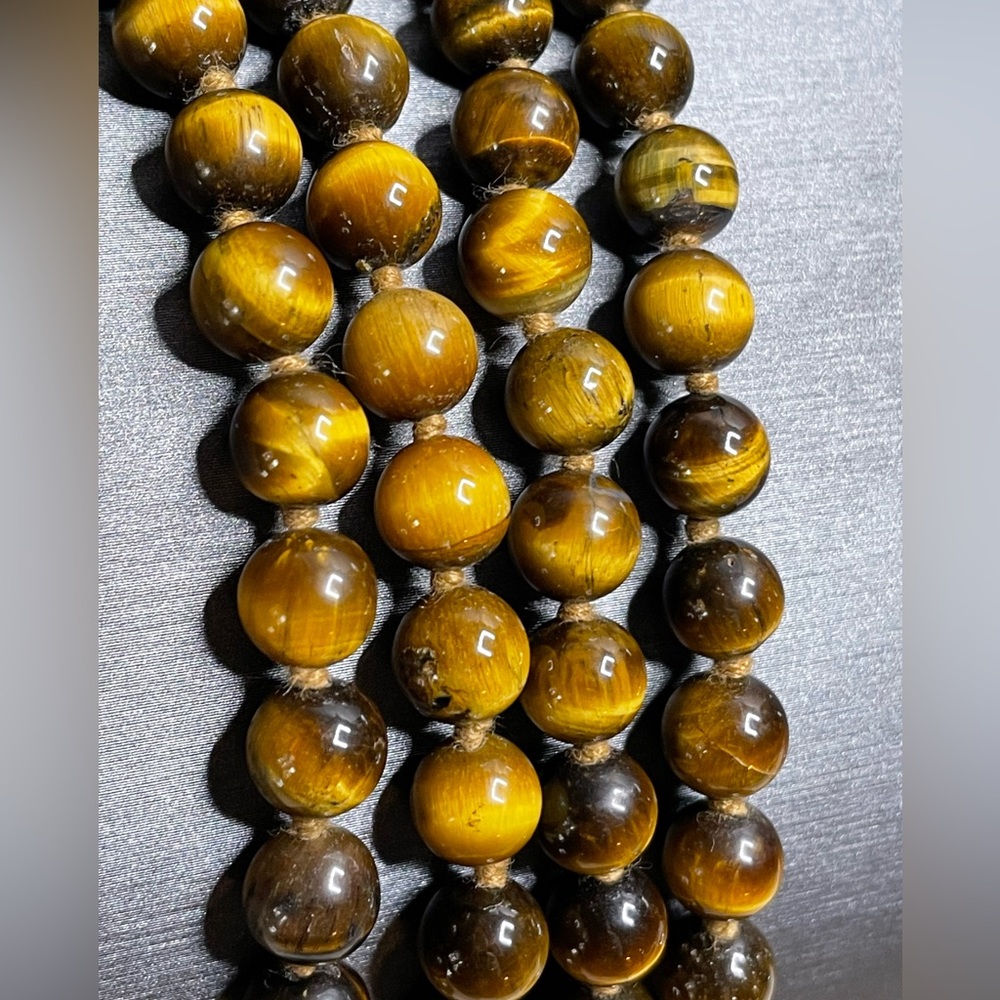 Vintage Tigers Eye Hand Knotted 10k Gold Clasp 25” Necklace Gorgeous Beads. - Picture 12 of 12